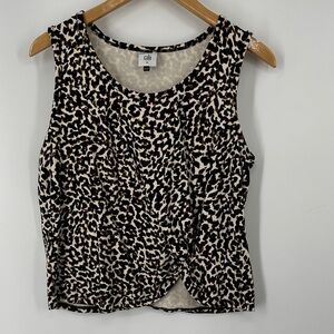 CAbi Black and Cream Animal Print Tank Top